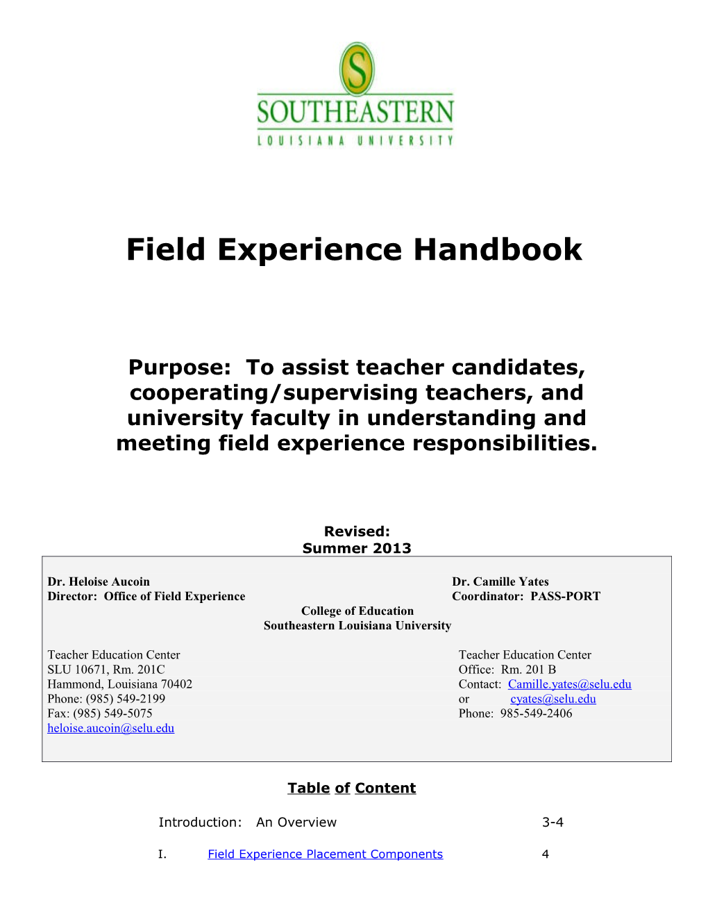 Field Experience Handbook