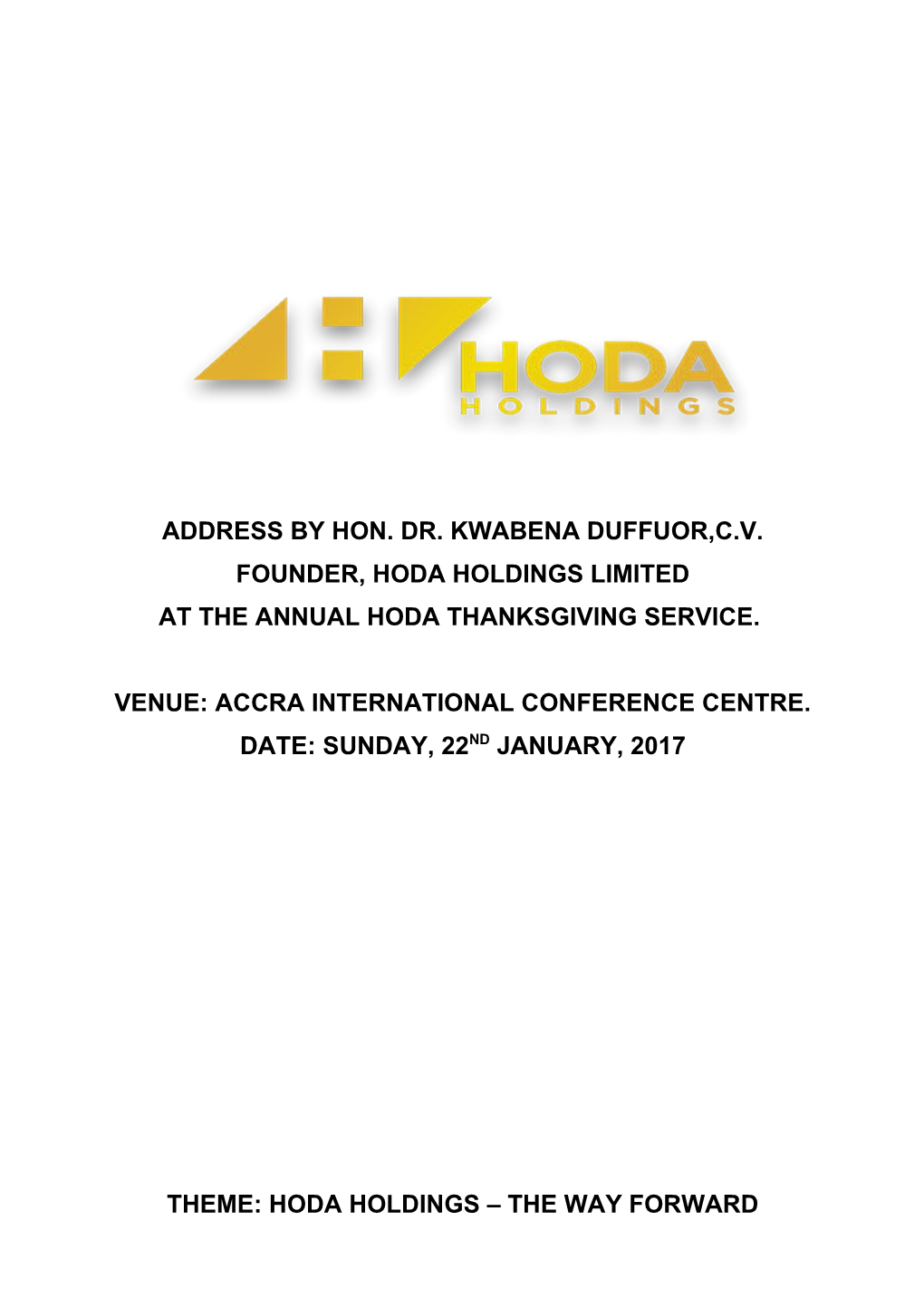 Address by Hon. Dr. Kwabena Duffuor,C.V