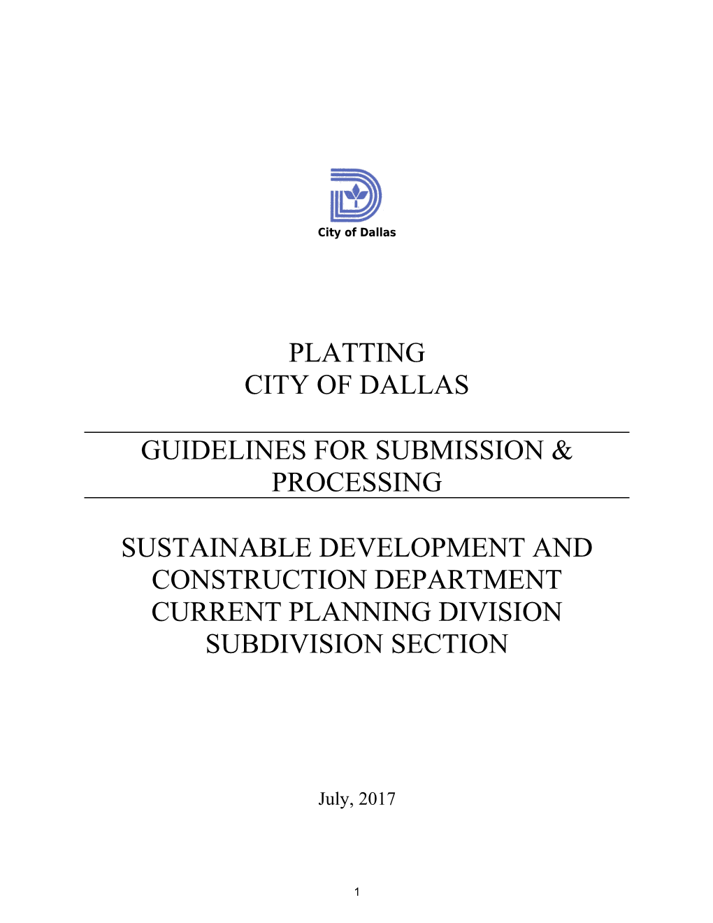 Guidelines for Submission & Processing