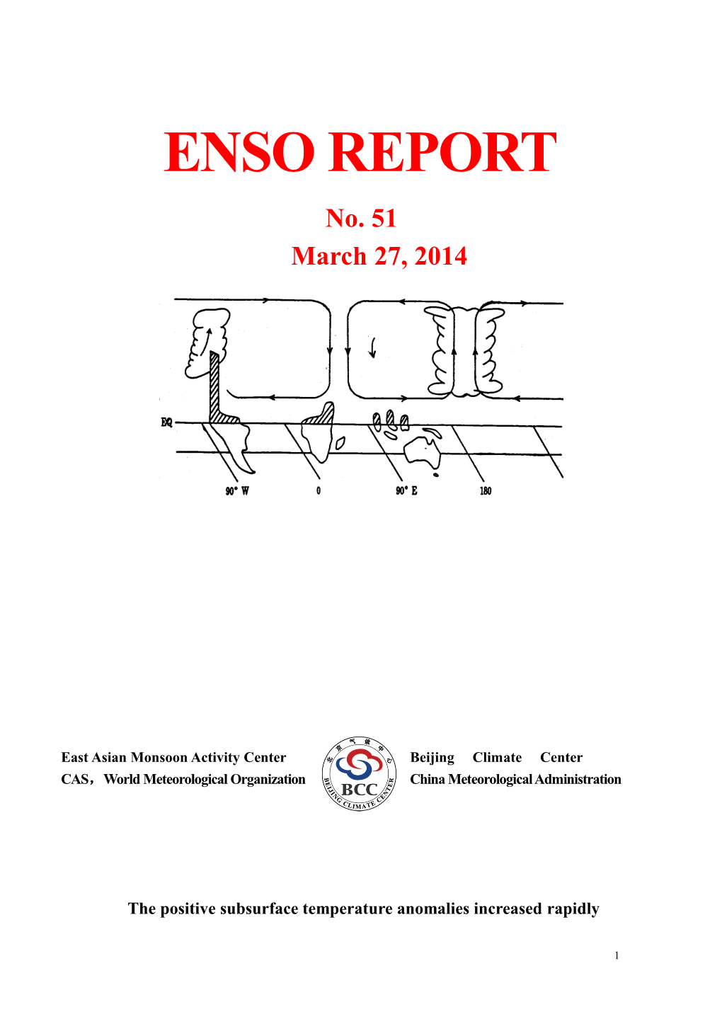 1. Recent Monitoring on ENSO Evolution