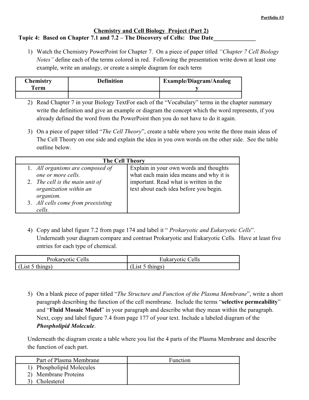 Chemistry and Cell Biology Project