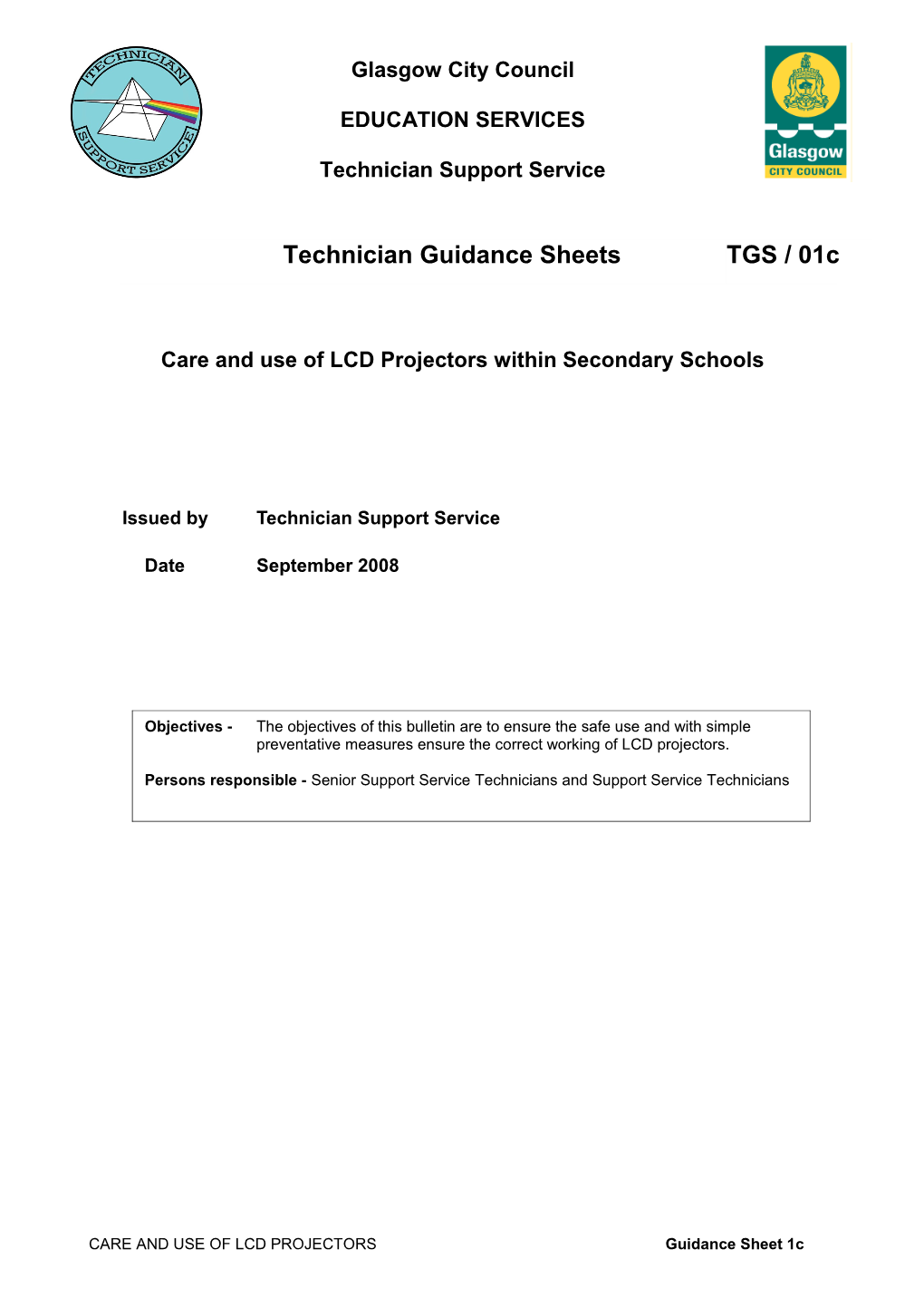 Care and Use of LCD Projectors Within Secondary Schools