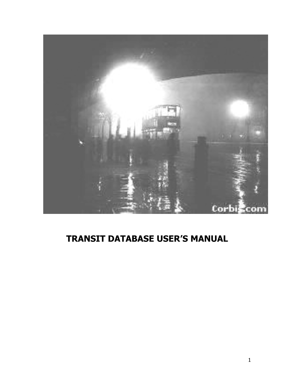 Transit Database User S Manual