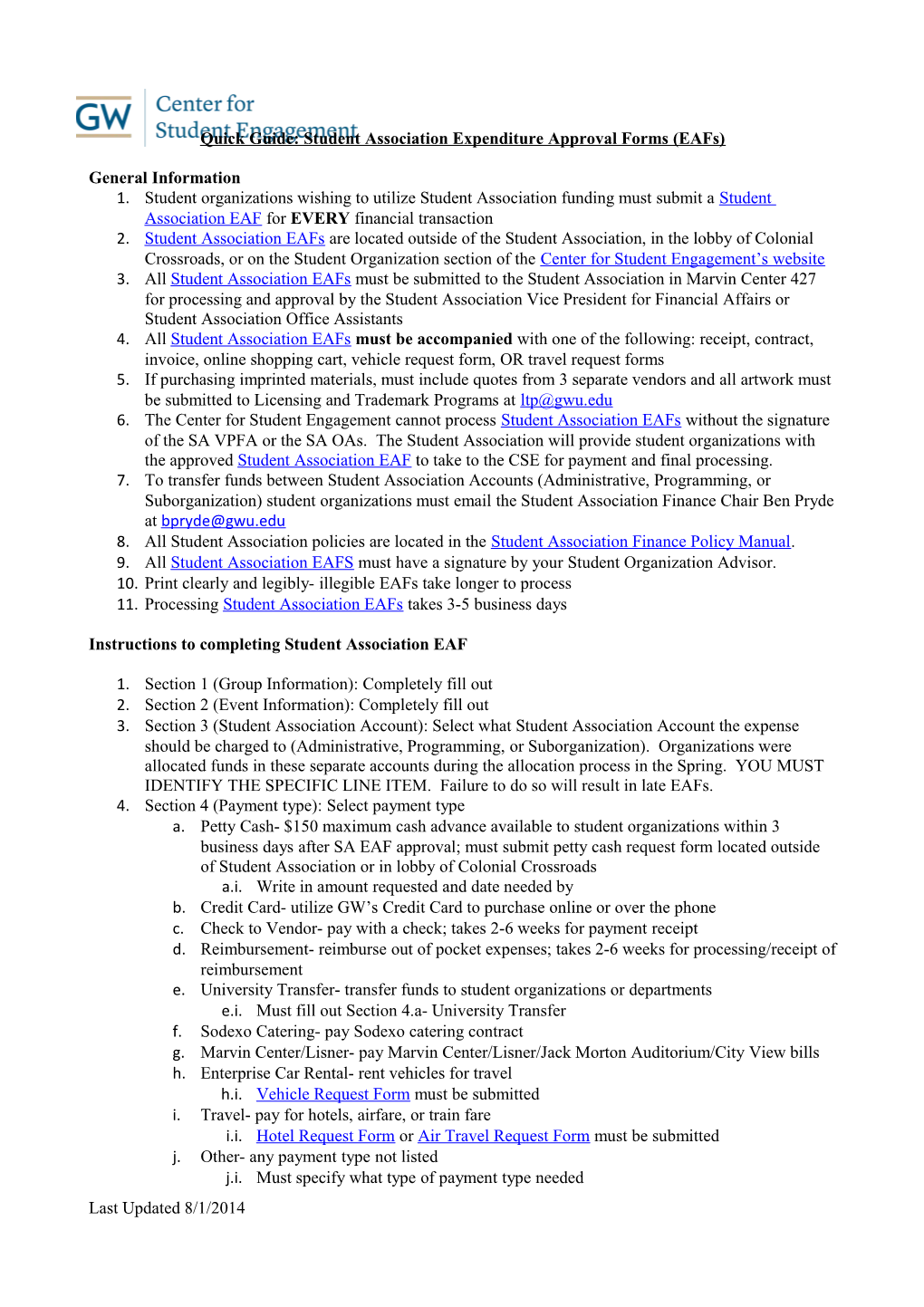 Quick Guide: Student Association Expenditure Approval Forms (Eafs)