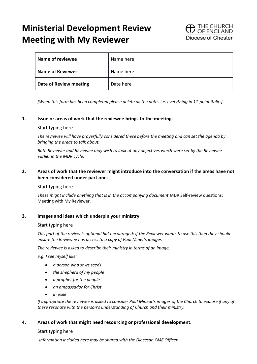 Self Review Form