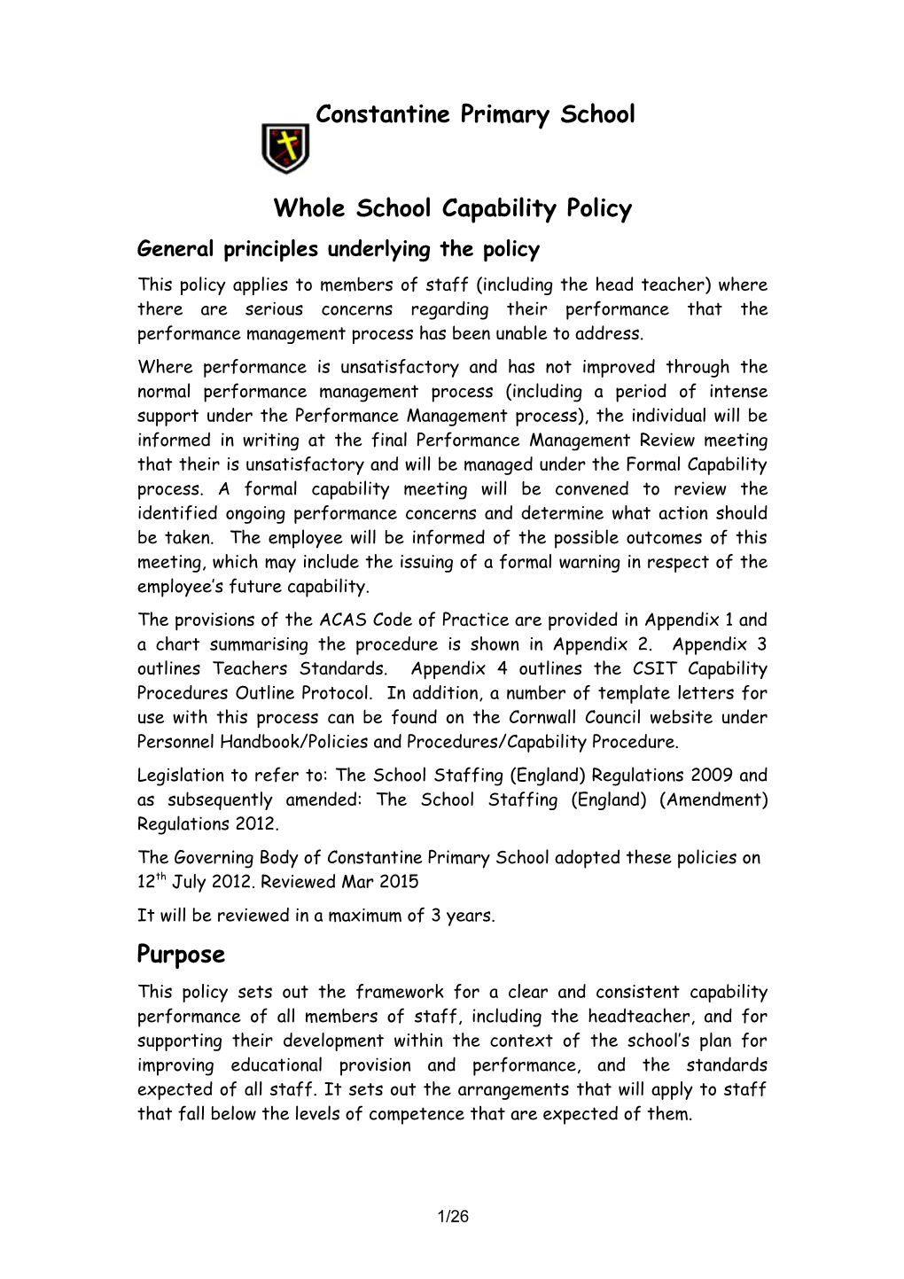 Whole School Capability Policy