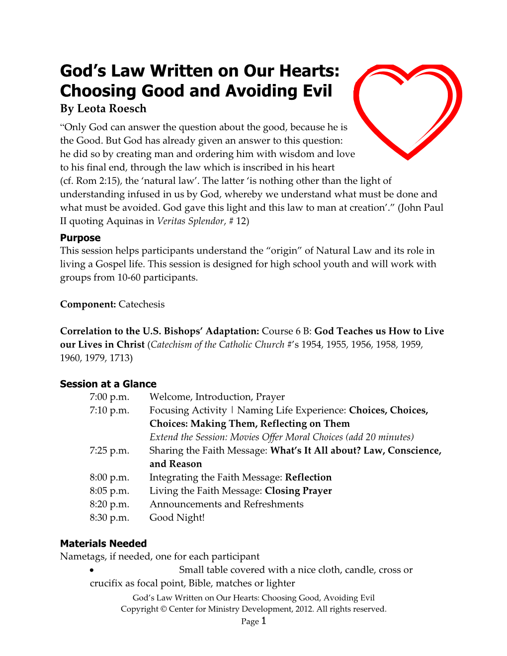 God S Law Written on Our Hearts: Choosing Good and Avoiding Evil