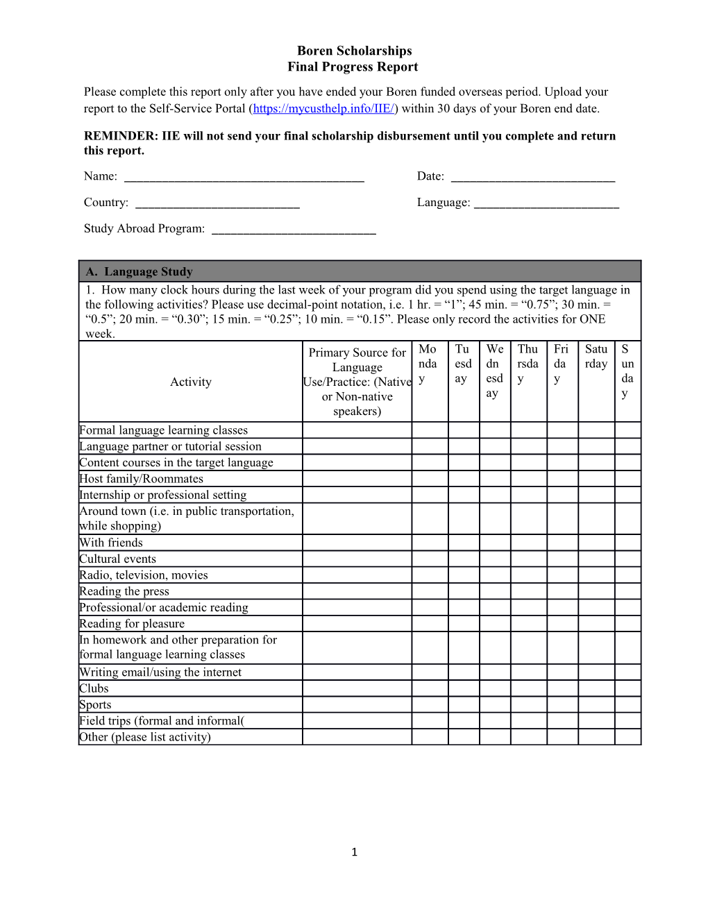 Boren Scholarships