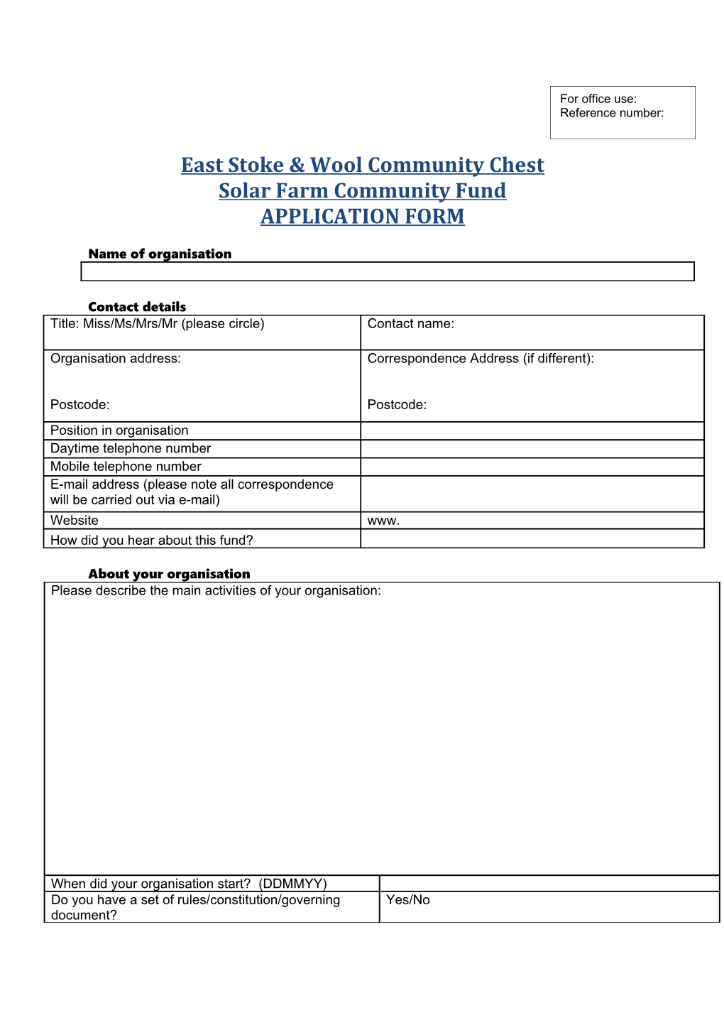 East Stoke & Wool Community Chest