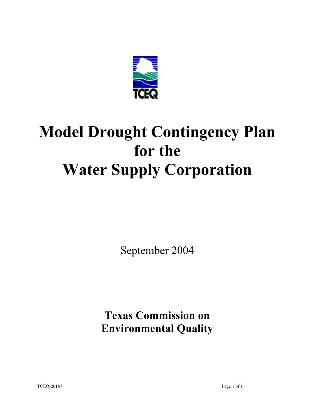 Model Drought Contingency Plan