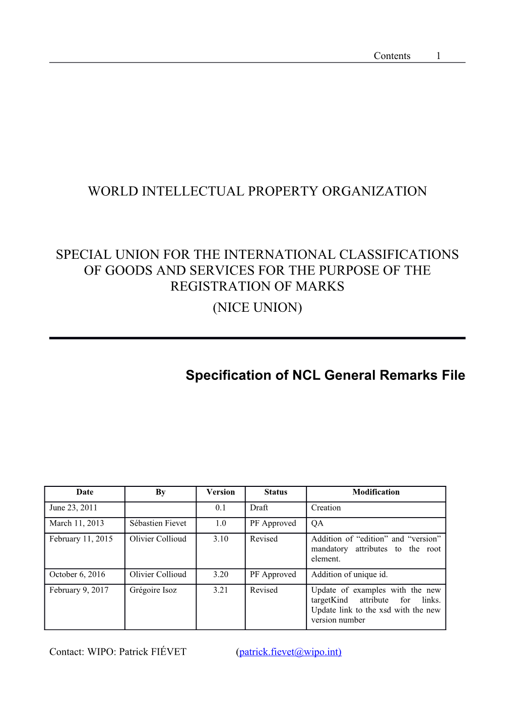 Specification of NCL General Remarks File