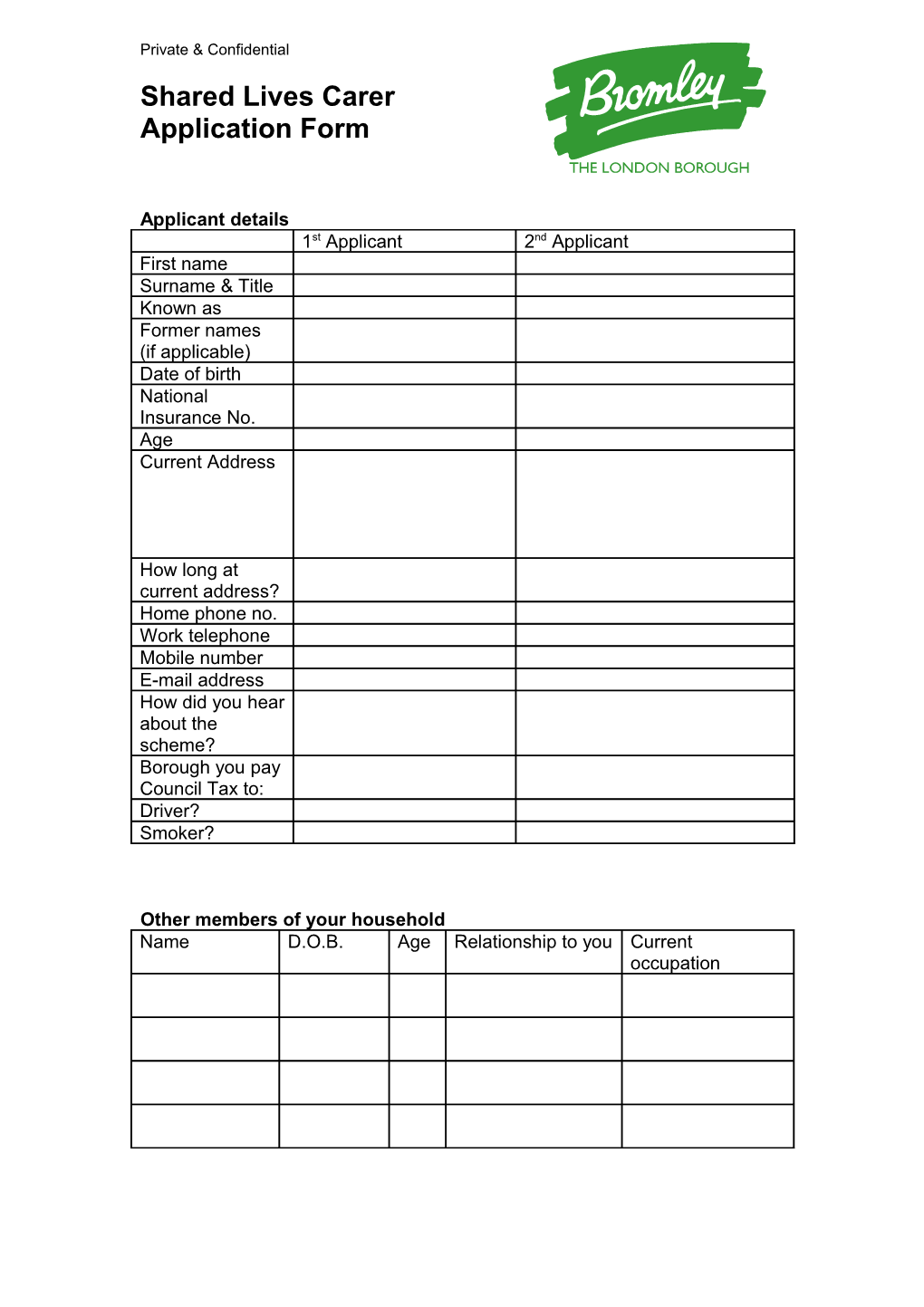 Carer Application Form