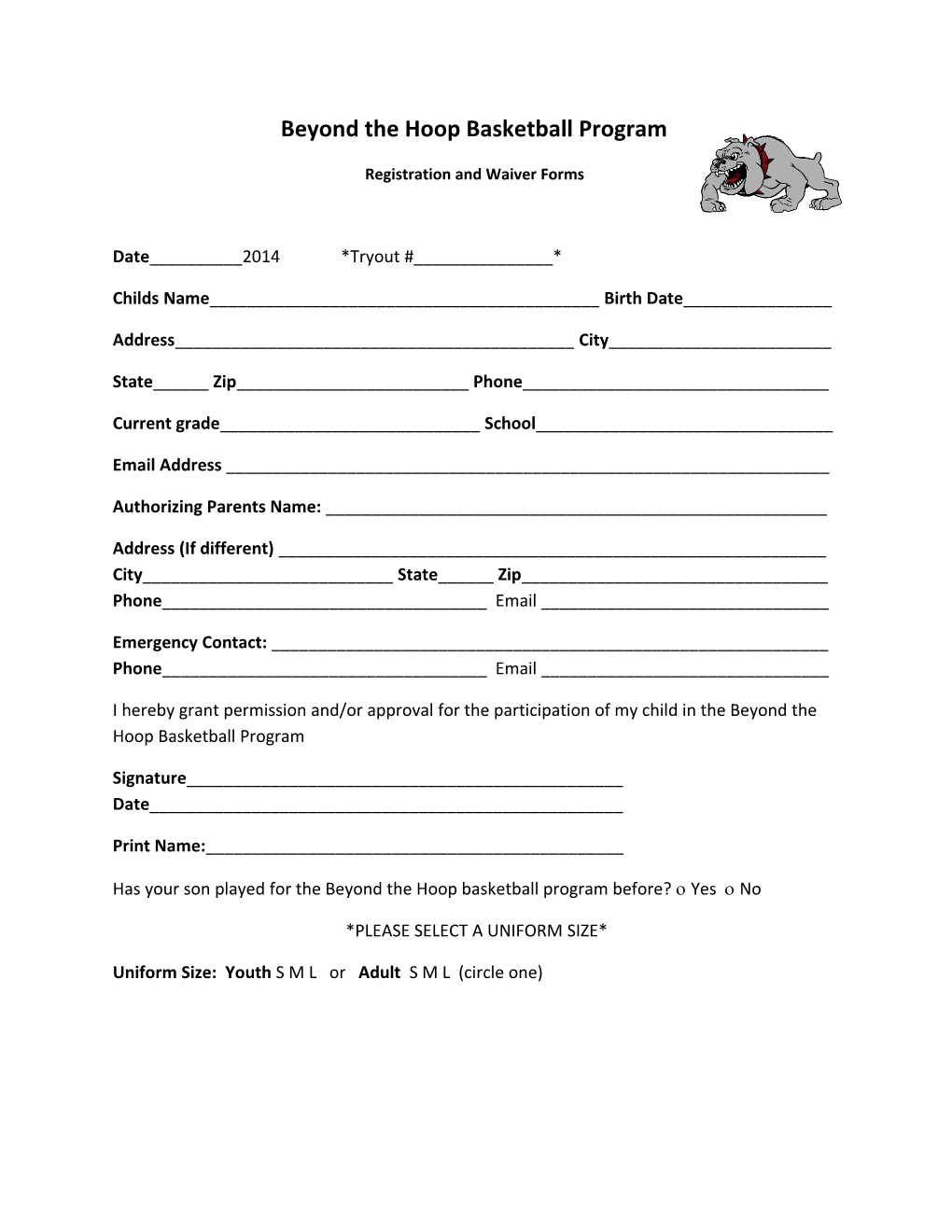 Registration and Waiver Forms
