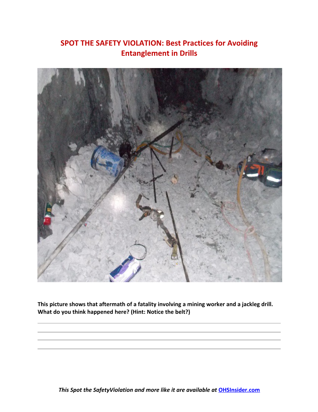 SPOT the SAFETY VIOLATION: Best Practices for Avoiding Entanglement in Drills