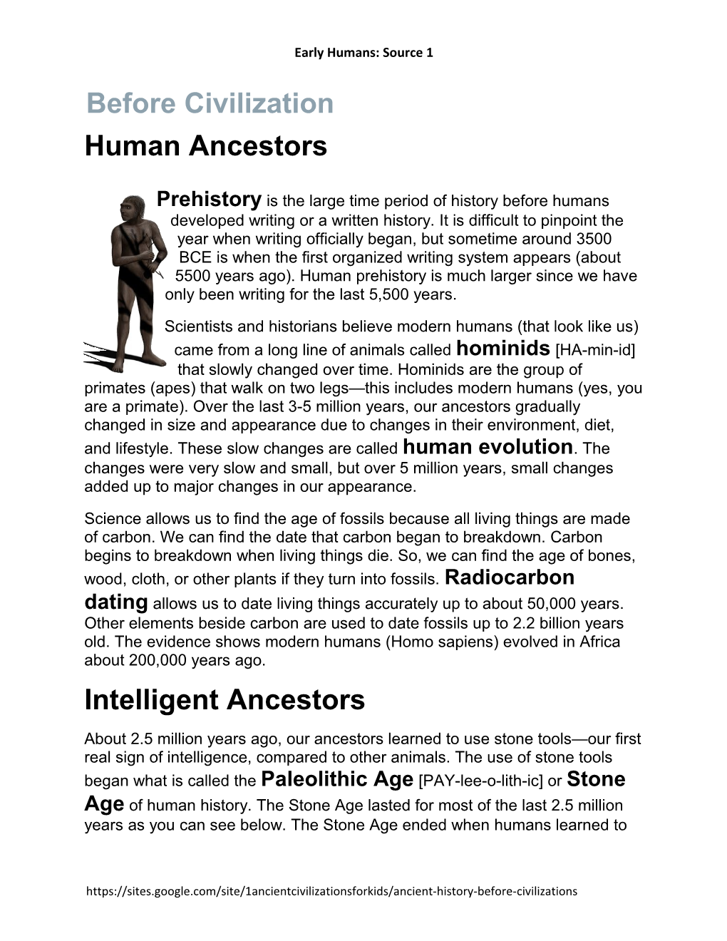 Early Humans: Source 1