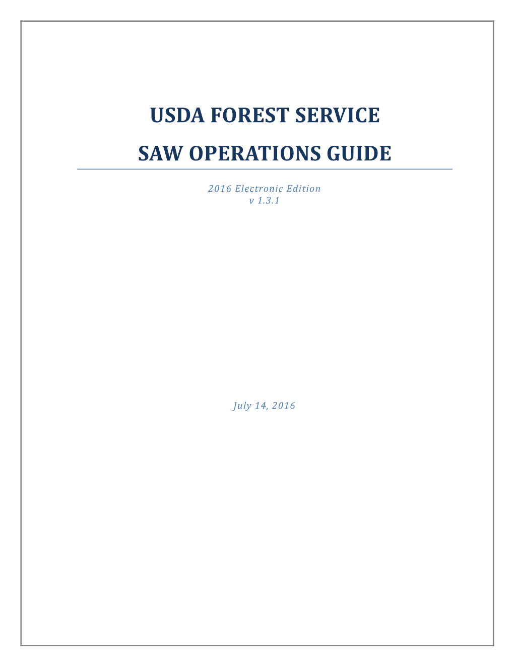 Forest Service Saw Operations Guide