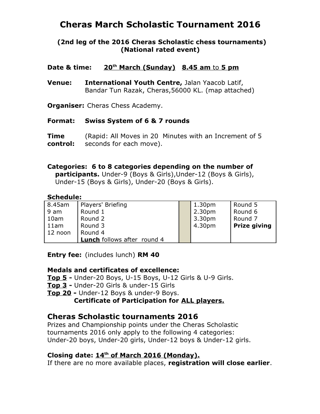 Sekolah Sri Garden Age Group Chess Open 2005