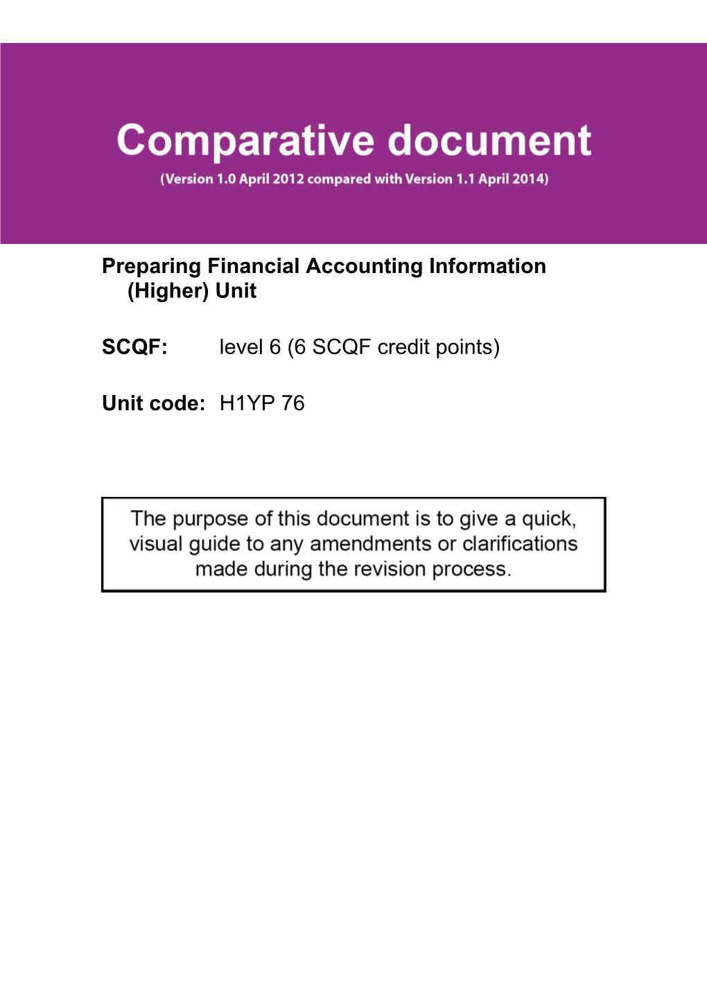 Preparing Financial Accounting Information (Higher) Unit