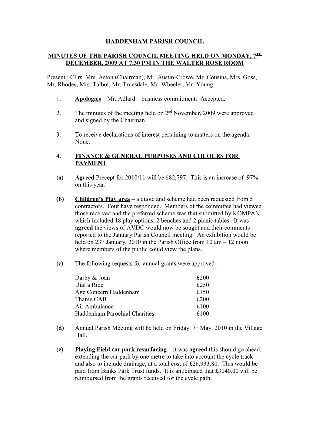 Haddenham Parish Council