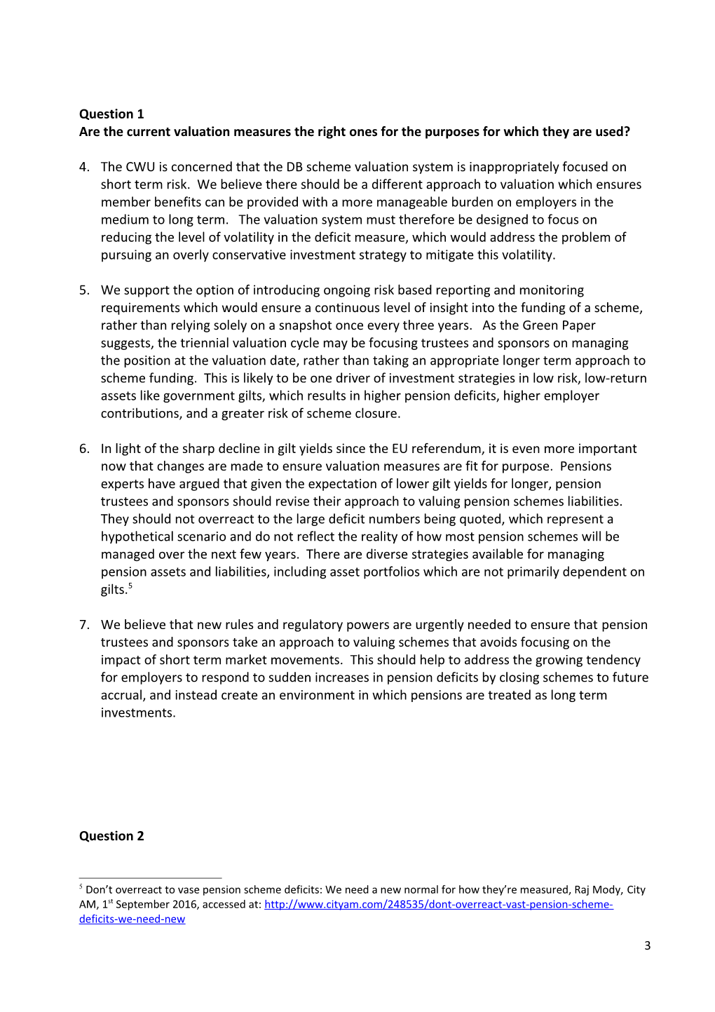 CWU Submission to the Department for Work and Pensions on Security and Sustainability