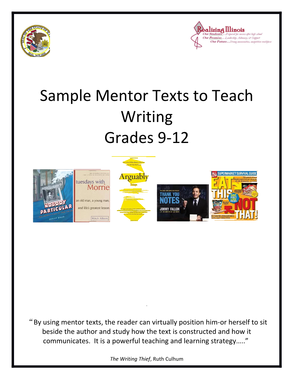 Sample Mentor Texts to Teach Writing