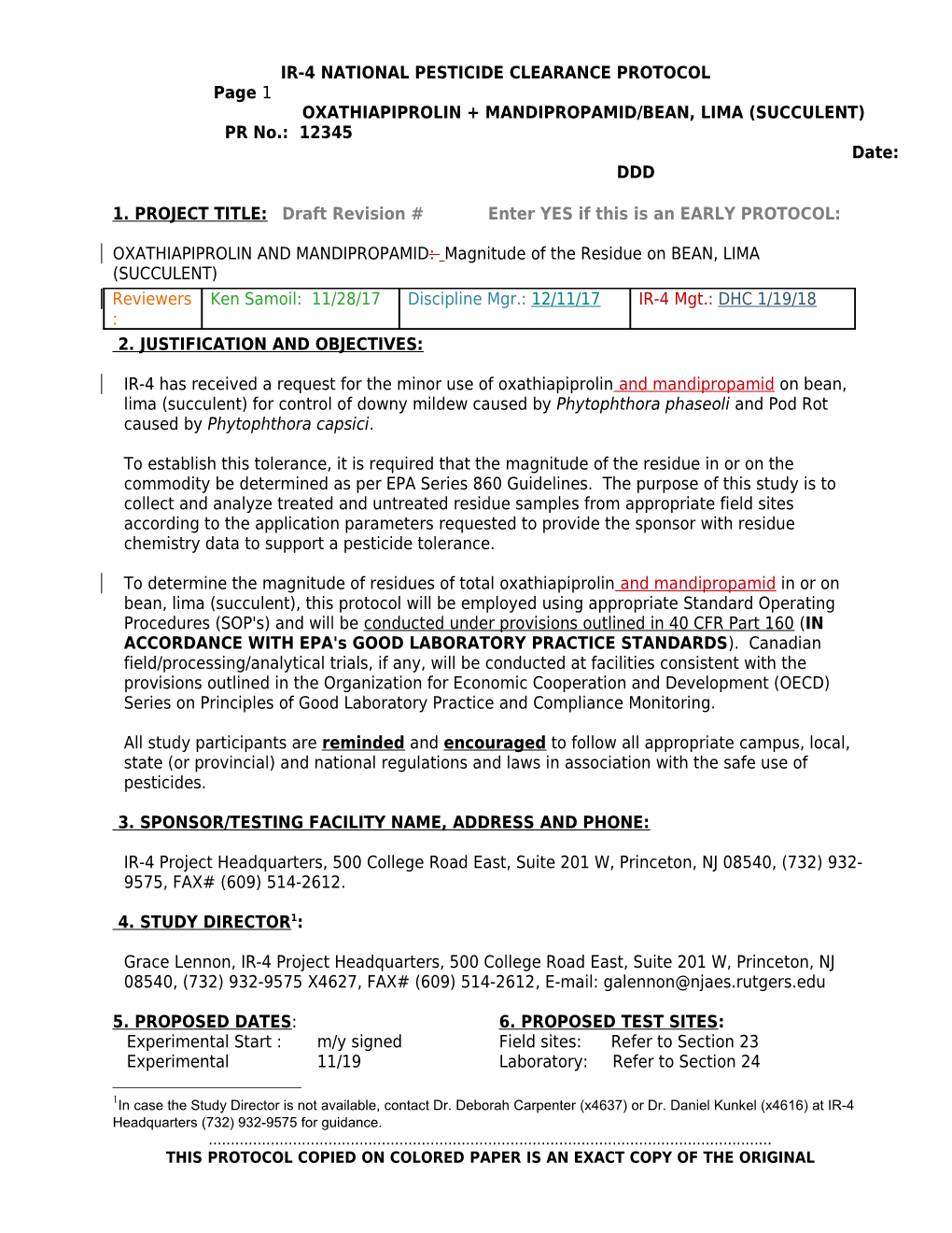 Protocol Template Annual Crops