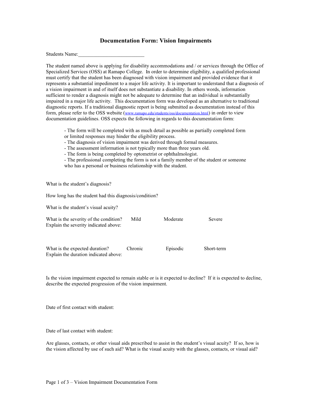 Documentation Form: Attention Deficit/Attention Deficit Hyperactivity Disorder (ADD/ADHD)