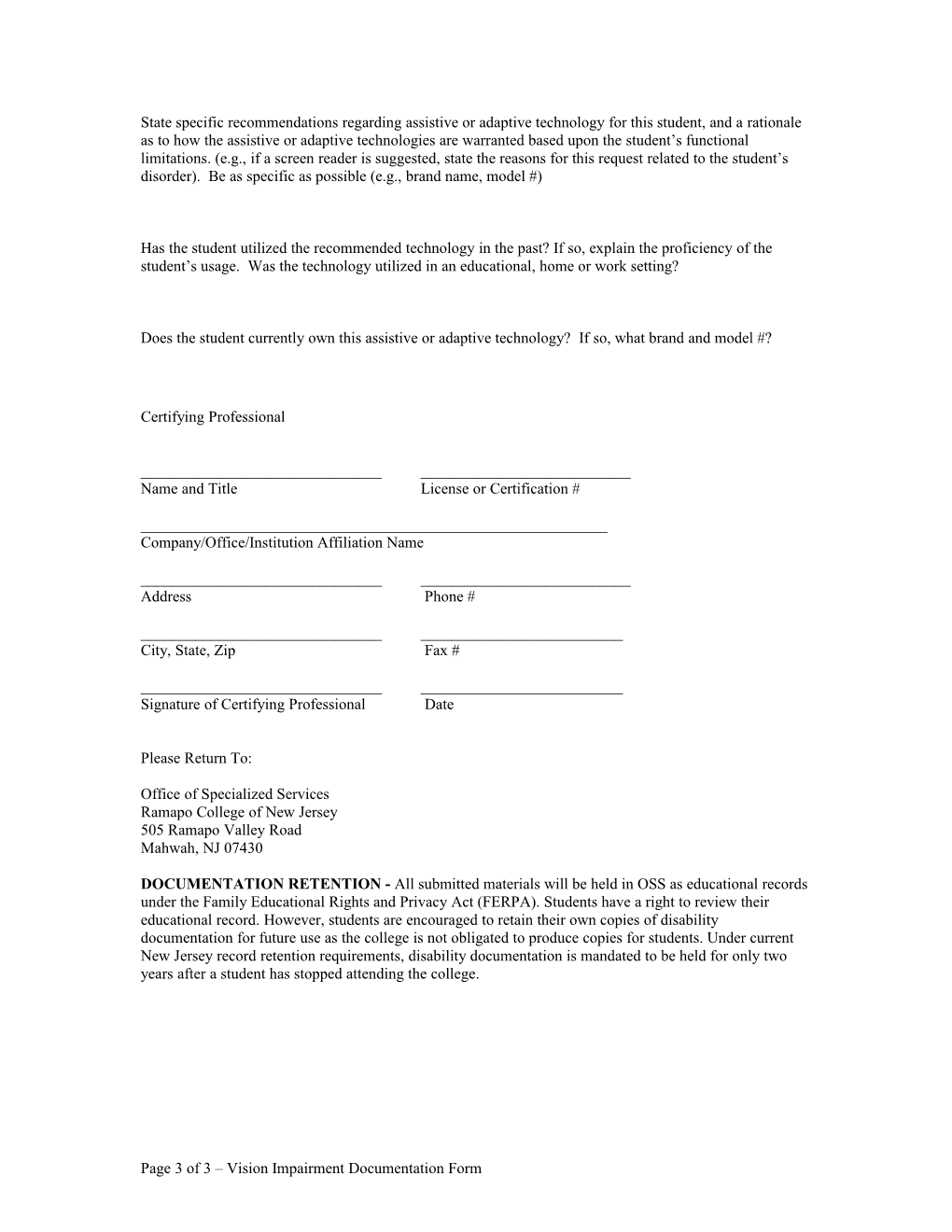 Documentation Form: Attention Deficit/Attention Deficit Hyperactivity Disorder (ADD/ADHD)