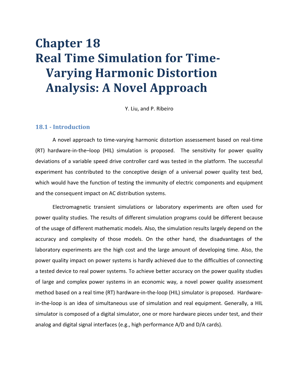 Realtime Simulation for Time-Varying Harmonic Distortion Analysis: a Novelapproach