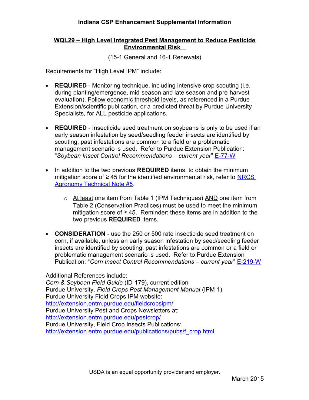 WQL29 High Level Integrated Pest Management to Reduce Pesticide Environmental Risk