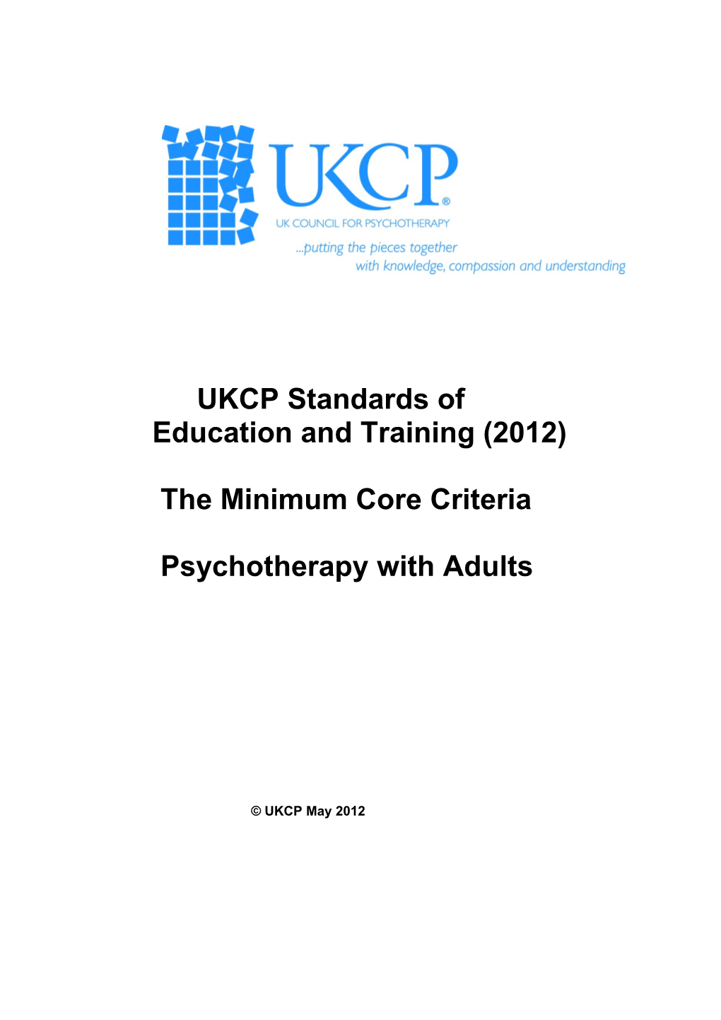 UKCP Standards of Education and Training (2012)