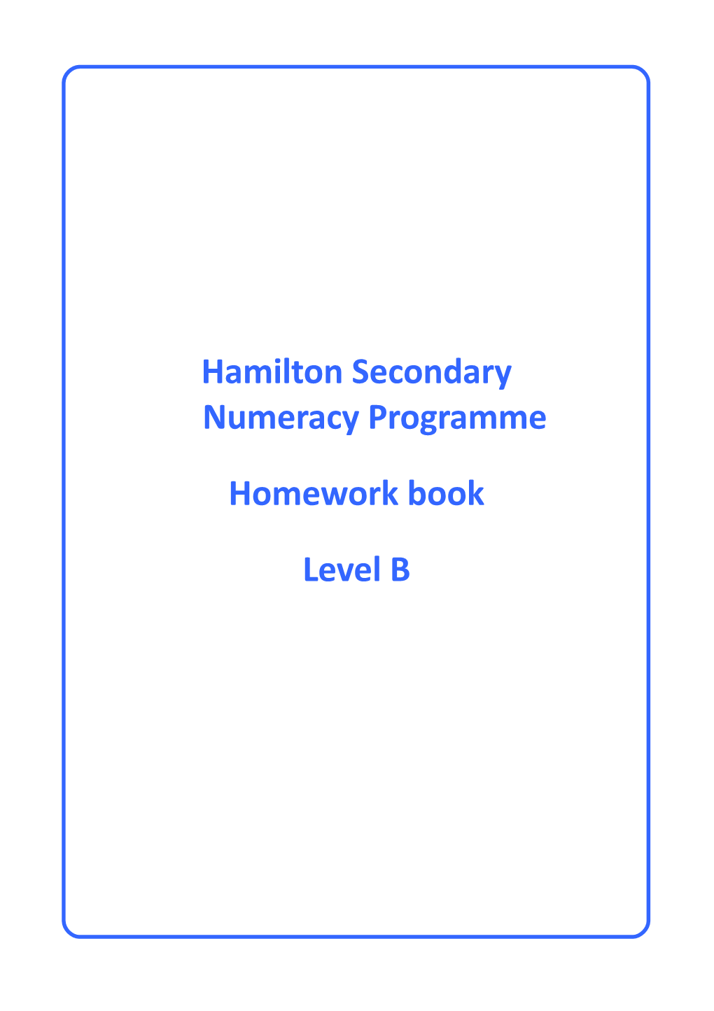 Hamilton Secondary Numeracy Programme