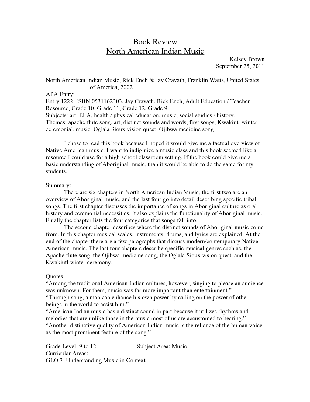 North American Indian Music