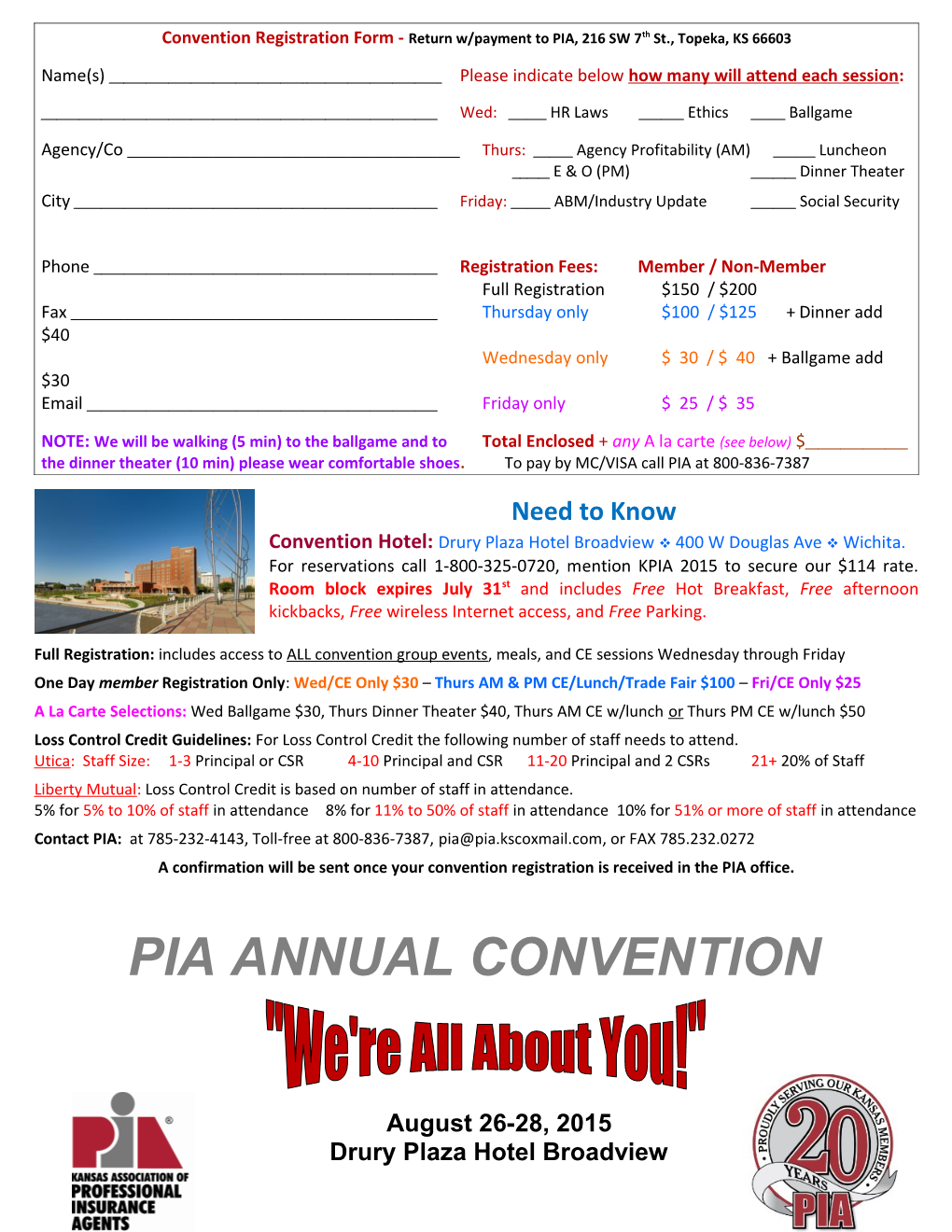 Pia Convention Registration