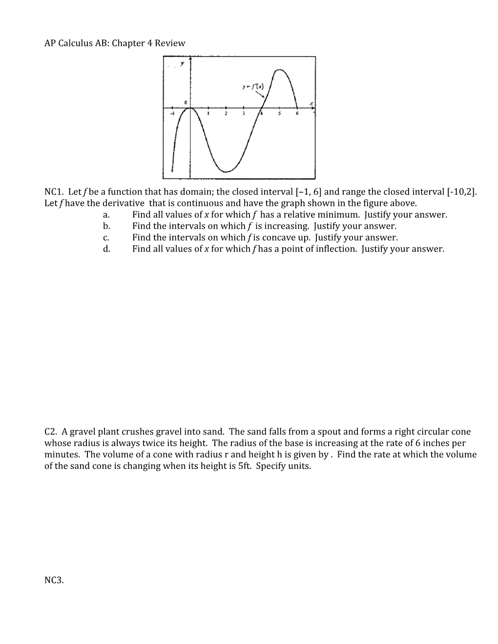 A. Find All Values of X for Which F Has a Relative Minimum. Justify Your Answer