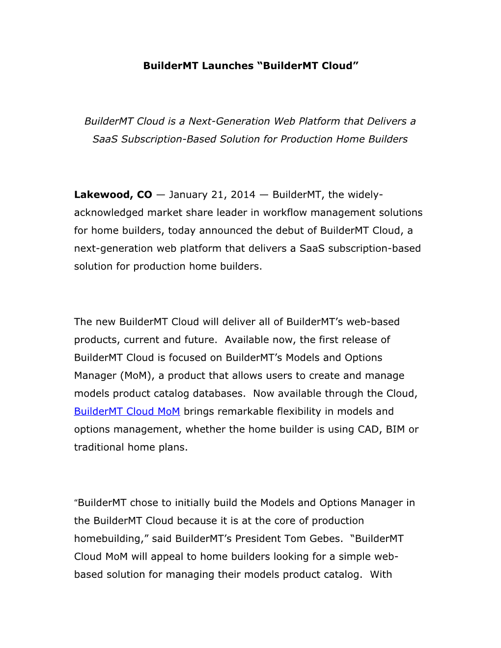 Buildermt Launches Buildermt Cloud