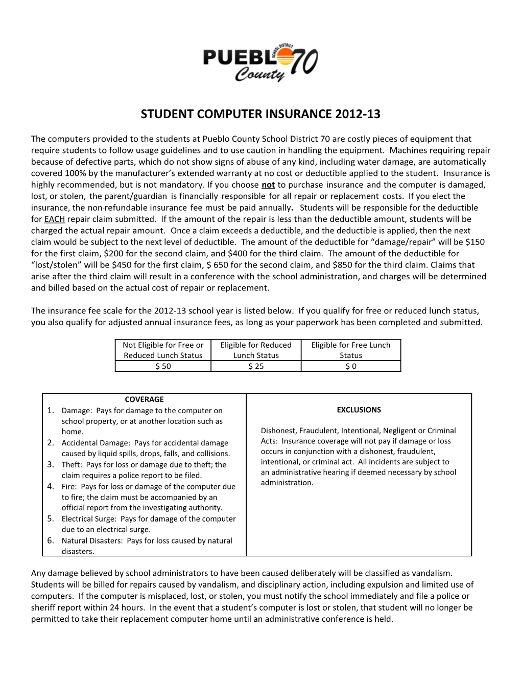 Student Computer Insurance 2012-13