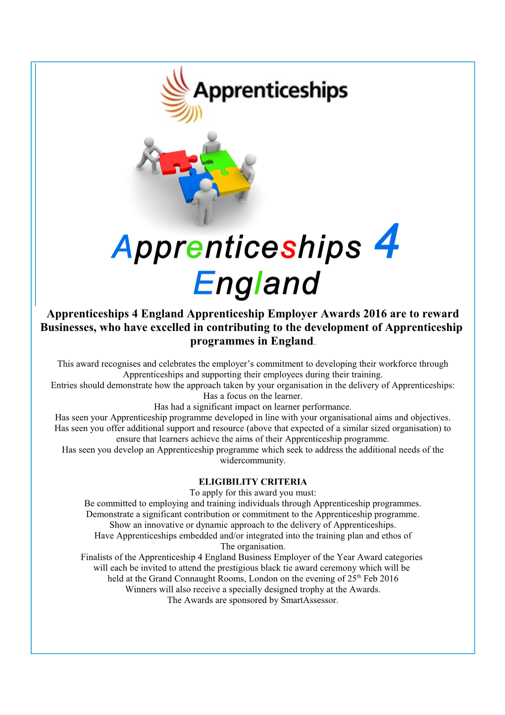 Apprenticeships 4 England Apprenticeship Employer Awards 2016 Are to Reward