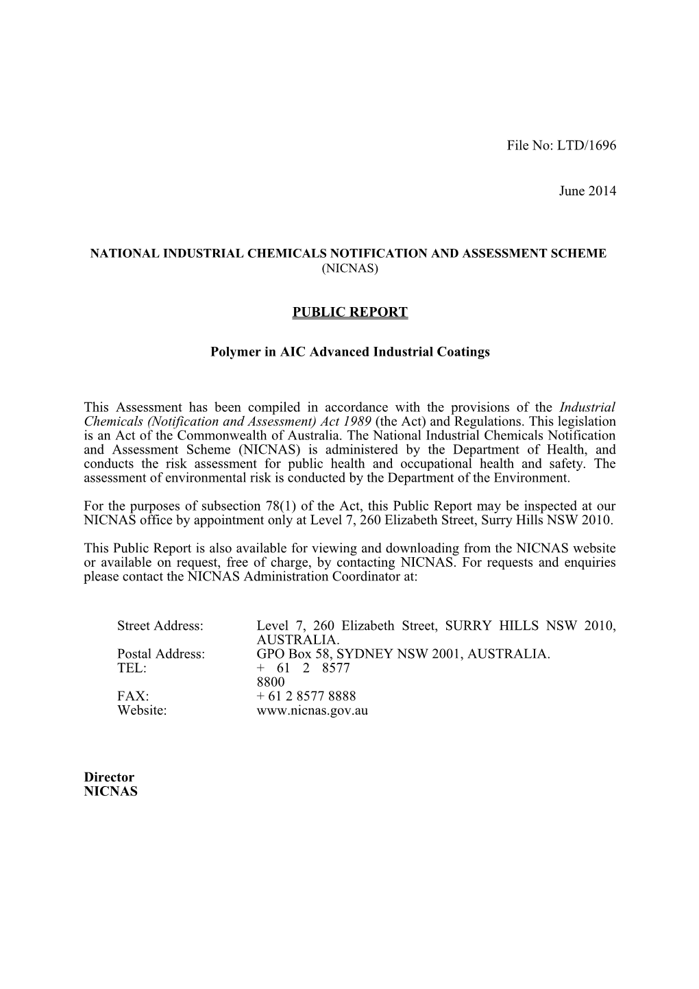 National Industrial Chemicals Notification and Assessment Scheme s55