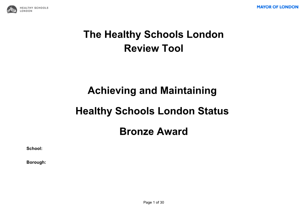 Healthy Schools London Review Tool s2