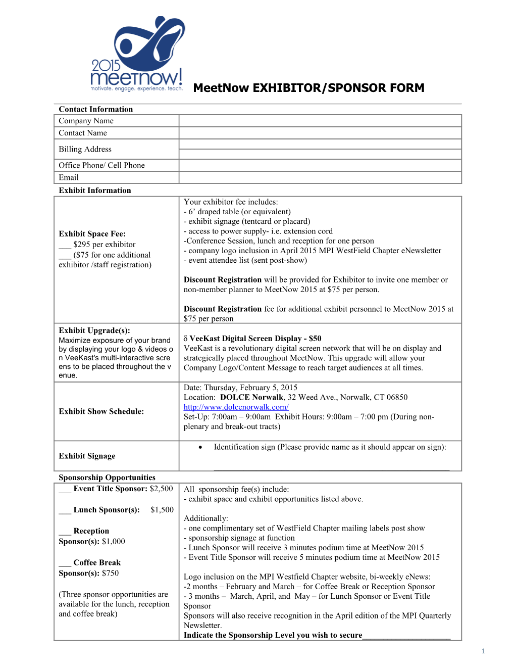 Exhibitor Information Form