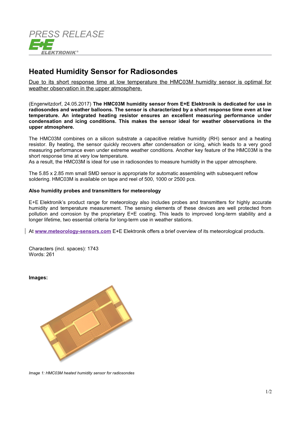 Heated Humidity Sensor for Radiosondes