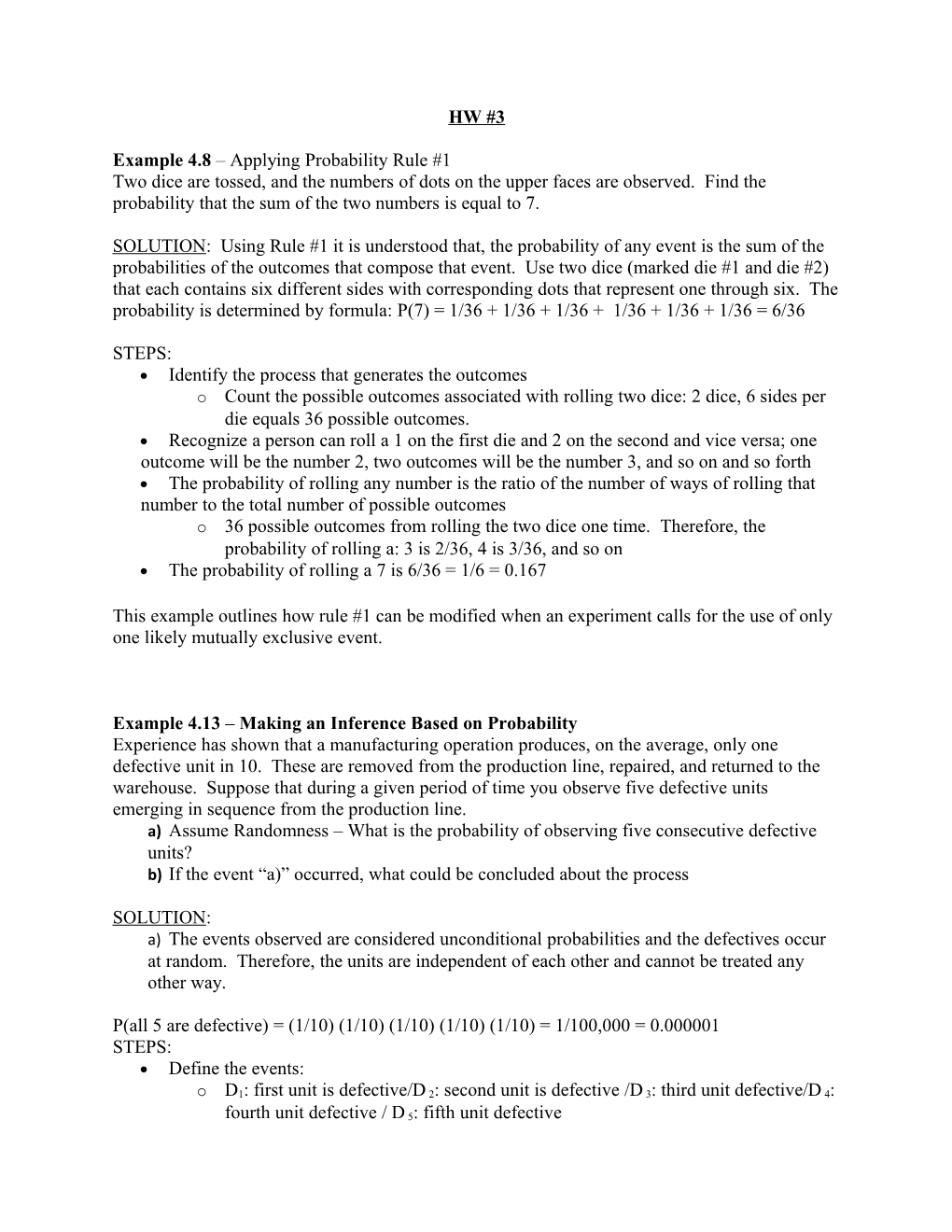 Example 4.8 Applying Probability Rule #1