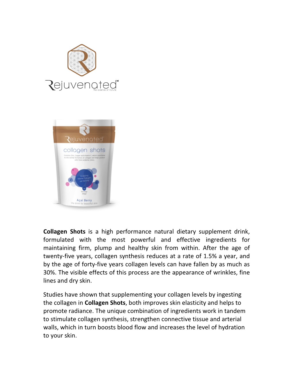 Collagen Shots Is a High Performance Natural Dietary Supplement Drink, Formulated With