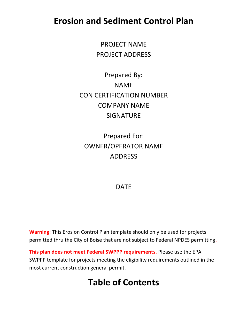 Erosion and Sediment Control Plan s1