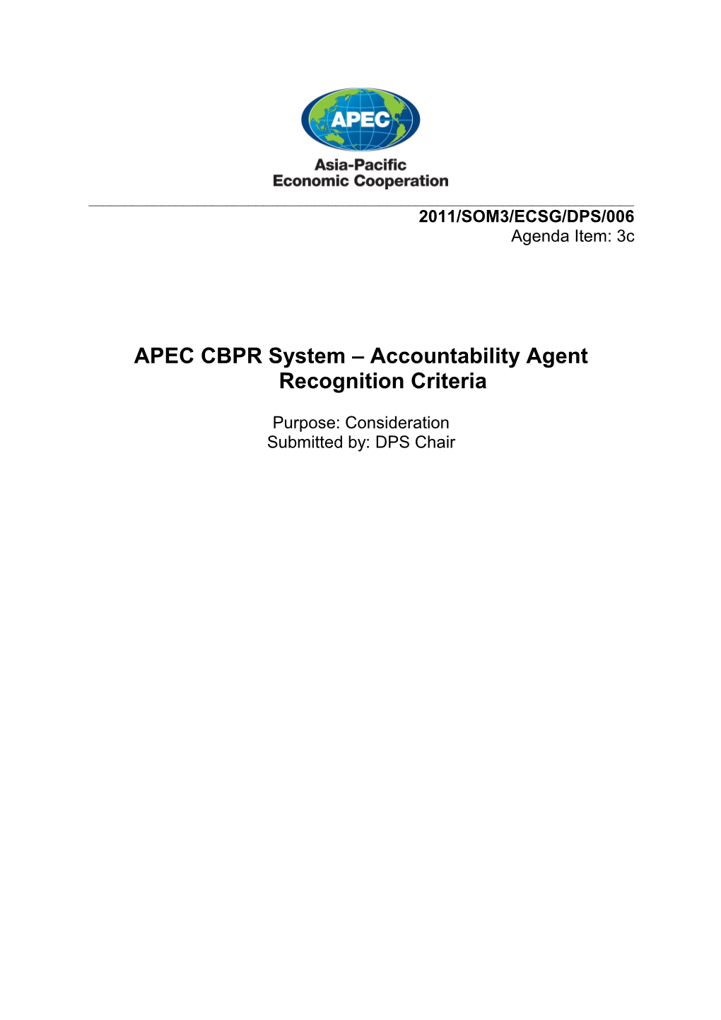 Project 2: Private Sector Accountability Agent Recognition Criteria