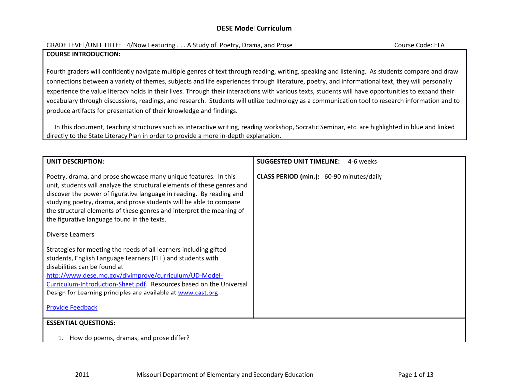 DESE Model Curriculum s1