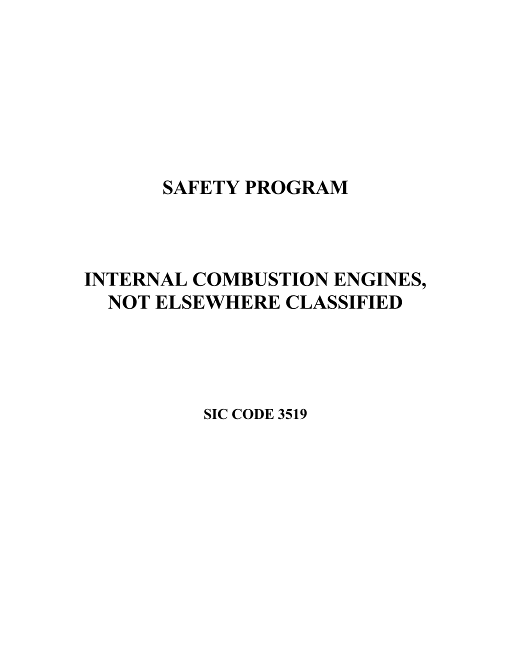Internal Combustion Engines Safety Program