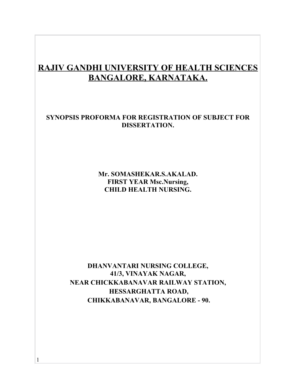 Rajiv Gandhi University of Health Sciences Bangalore, Karnataka s28