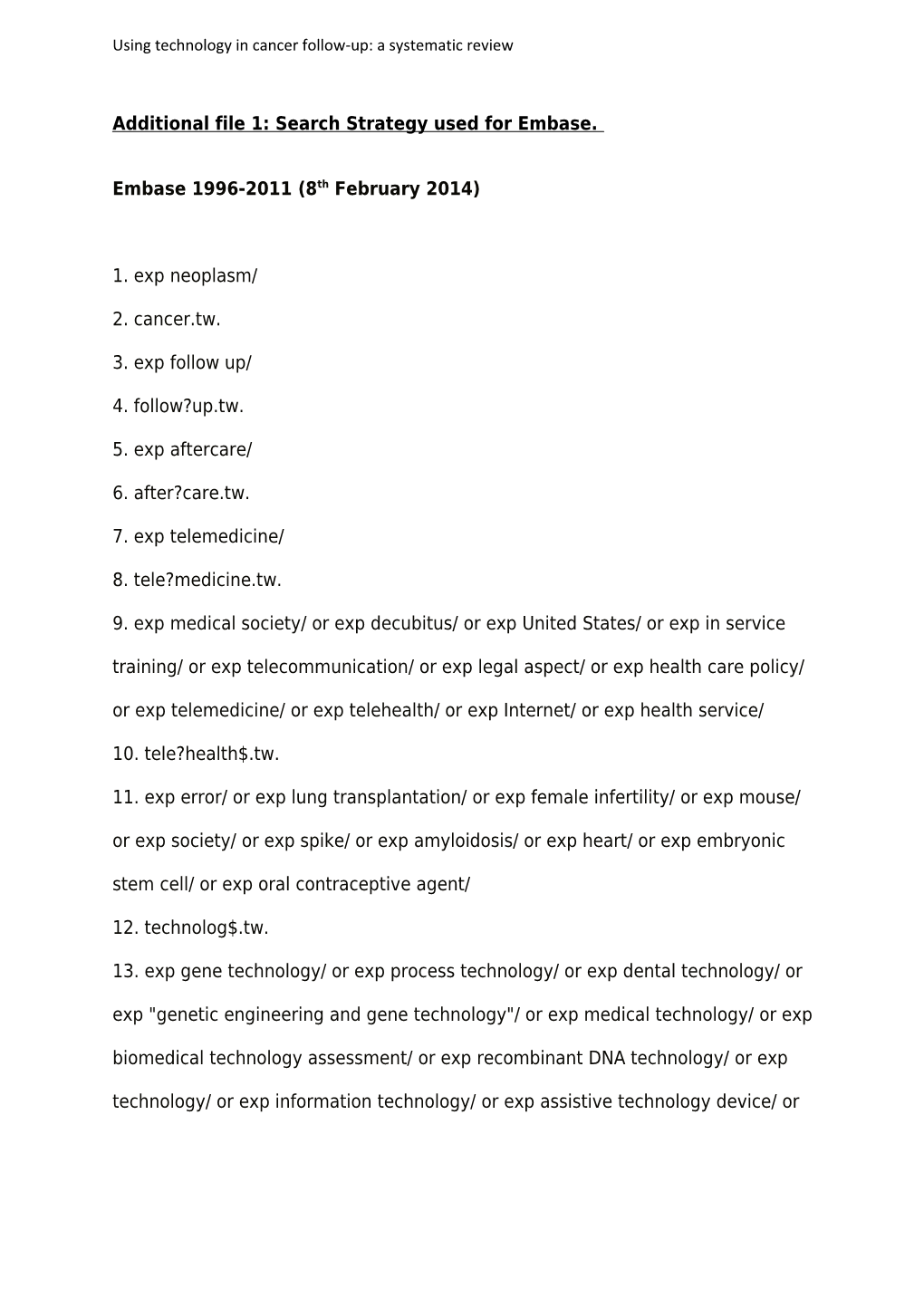 Additional File 1: Search Strategy Used for Embase